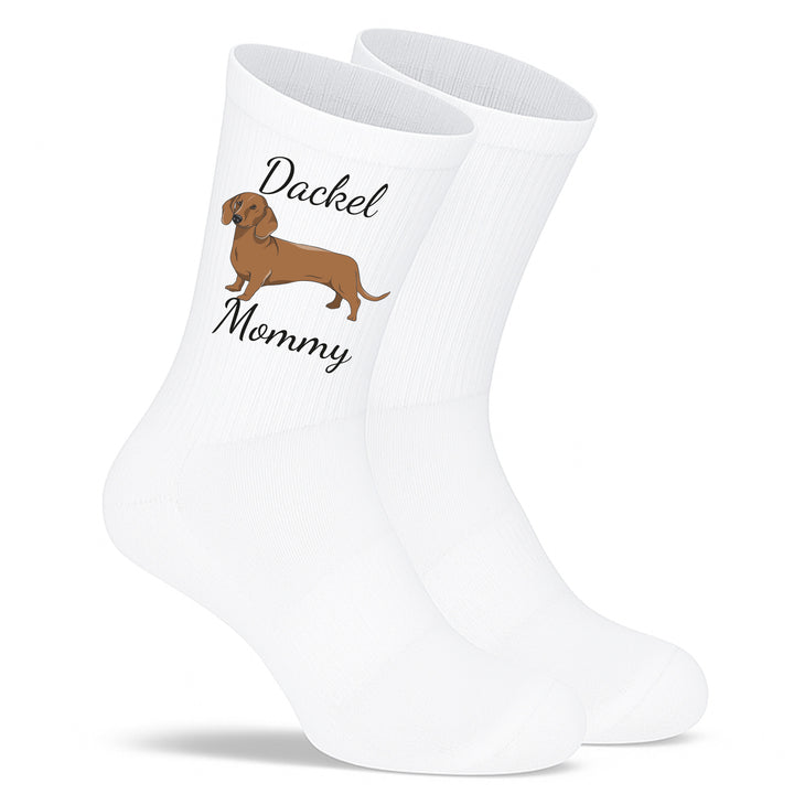 Socken „Dackel Mommy“ – Lustige Hunde-Socken für Frauen | Geschenk für Dackel-Liebhaberinnen | Tiermotiv aus Bio-Baumwolle