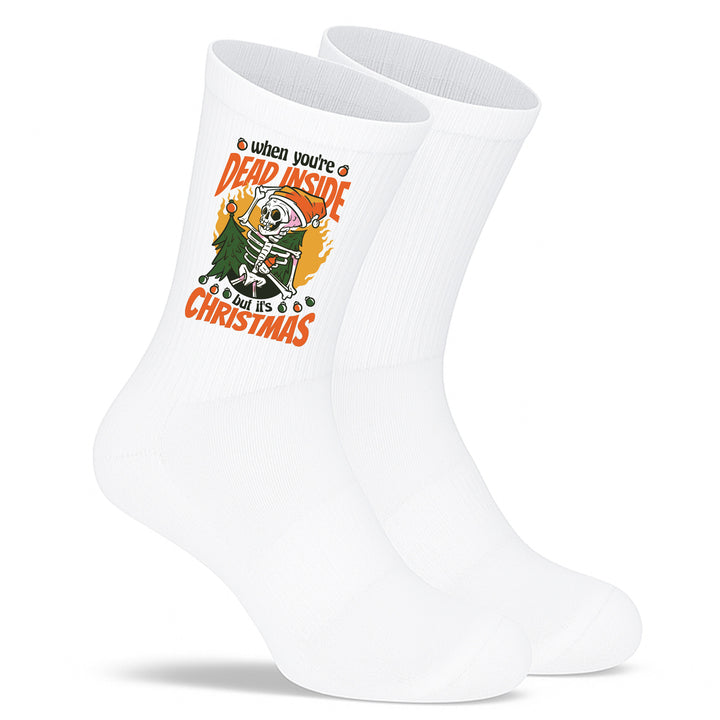 Socken „When you are dead inside“ – Lustige Spruchsocken | Dark Humor Socks aus Bio-Baumwolle | Geschenkidee mit Sarkasmus | Made in Europe