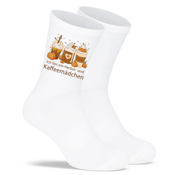 Socken „Ich bin ein Herbst- und Kaffee-Mädchen“ – Kuschelige Herbstsocken | Coffee Lover Socks | Cozy Gift aus Bio-Baumwolle