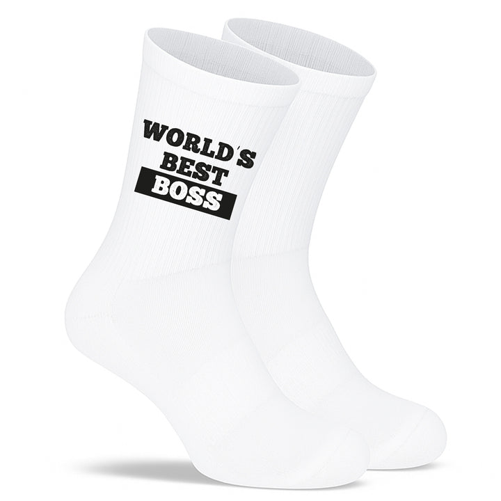 Socken „World’s Best Boss“ – Lustige Büro-Socken | Geschenk für Chef & Kolleg*innen | Fun Socks aus Bio-Baumwolle | Made in Europe