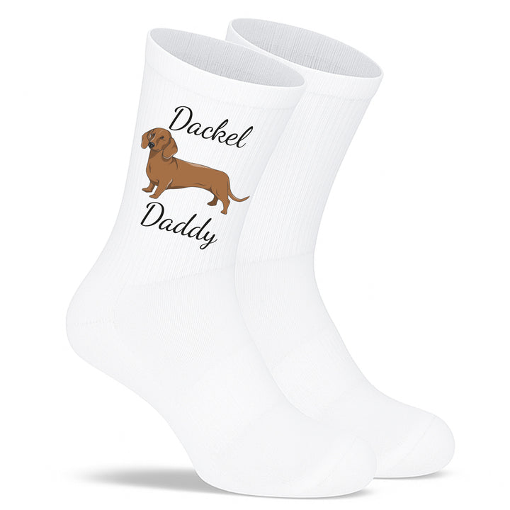 Socken „Dackel Daddy“ – Lustige Hunde-Socken | Geschenk für Dackel-Liebhaber | Tiermotiv aus Bio-Baumwolle | Made in Europe