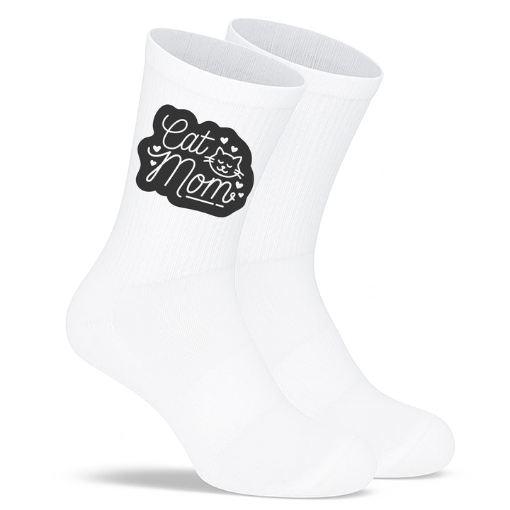 Socken „Cat Mom“ – Lustige Katzen-Socken für Frauen | Geschenk für Katzenliebhaberinnen | Tiermotiv aus Bio-Baumwolle