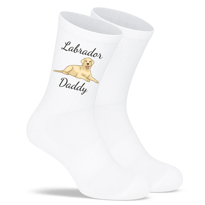 Socken „Labrador Daddy“ – Lustige Hunde-Socken | Geschenk für Labrador-Liebhaber | Tiermotiv aus Bio-Baumwolle | Made in Europe