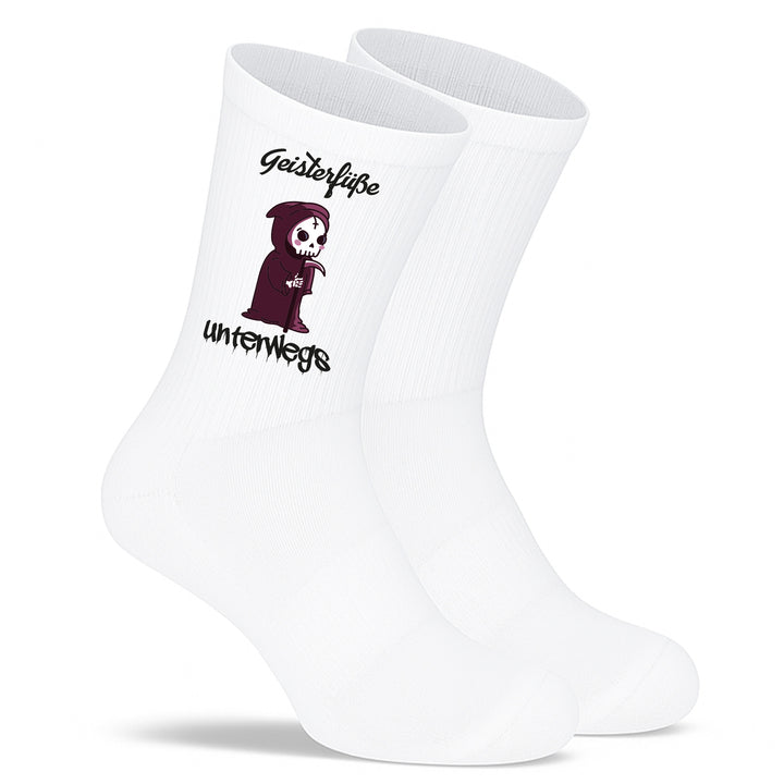 Socken „Geister-Füße unterwegs“ – Lustige Halloween-Socken | Spooky Fun Socks aus Bio-Baumwolle | Limited Halloween Edition