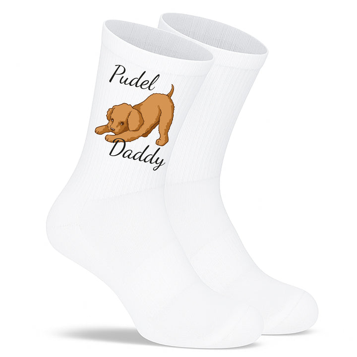 Socken „Pudel Daddy“ – Lustige Hunde-Socken | Geschenk für Pudel-Liebhaber | Tiermotiv aus Bio-Baumwolle | Made in Europe