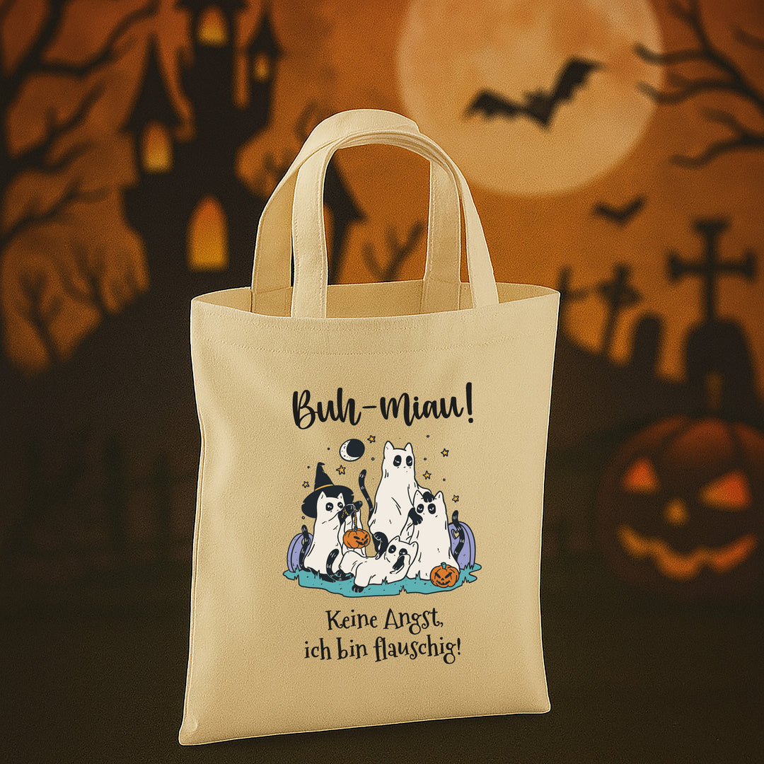 Kinder Halloween Tasche „Happy Halloween“ – Süßes oder Saures Beutel aus Bio-Baumwolle