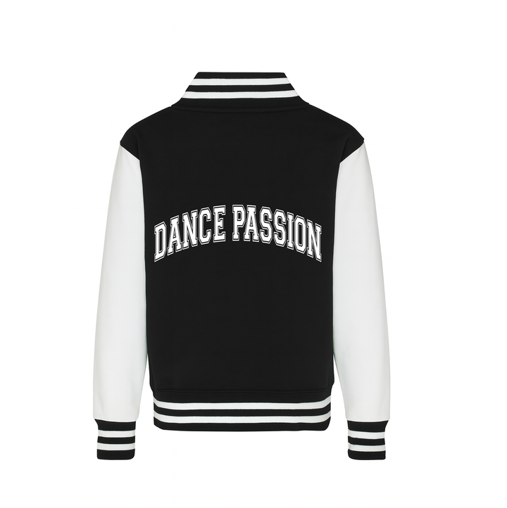 Dance Passion College Jacke – Kinder Varsity Jacket aus ringgesponnener Baumwolle, schwarz-weiß, Standard-Passform, Premium Qualität