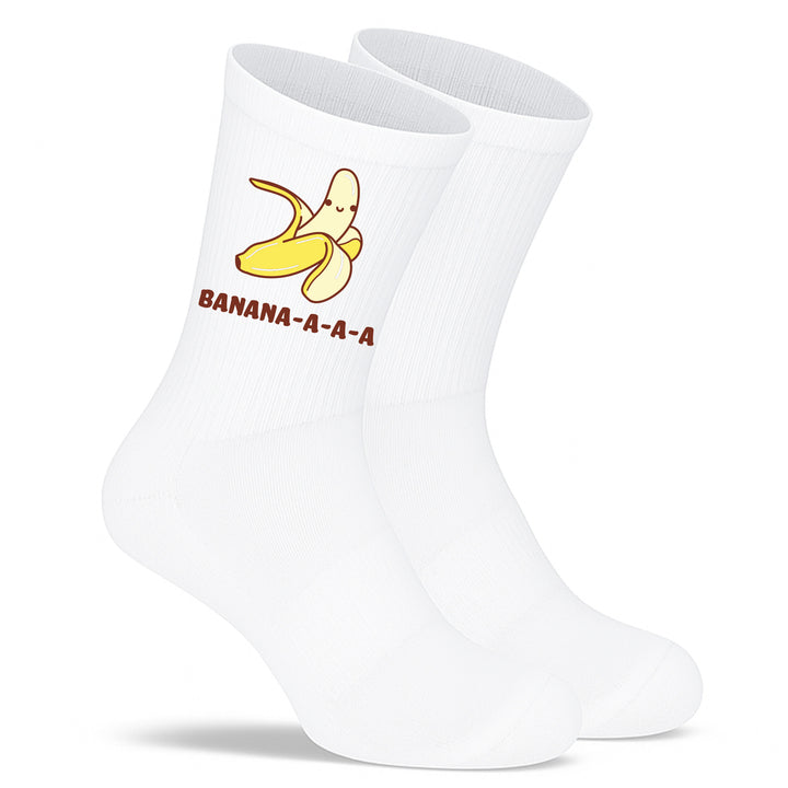Socken „Banana“ – Lustige gelbe Motivsocken mit Banane | Witzige Fun-Socken aus Bio-Baumwolle | Made in Europe