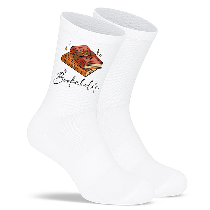 Socken „Bookaholic“ – Lustige Leseratten-Socken | Geschenk für Buchliebhaber | Witzige Motivsocken aus Bio-Baumwolle