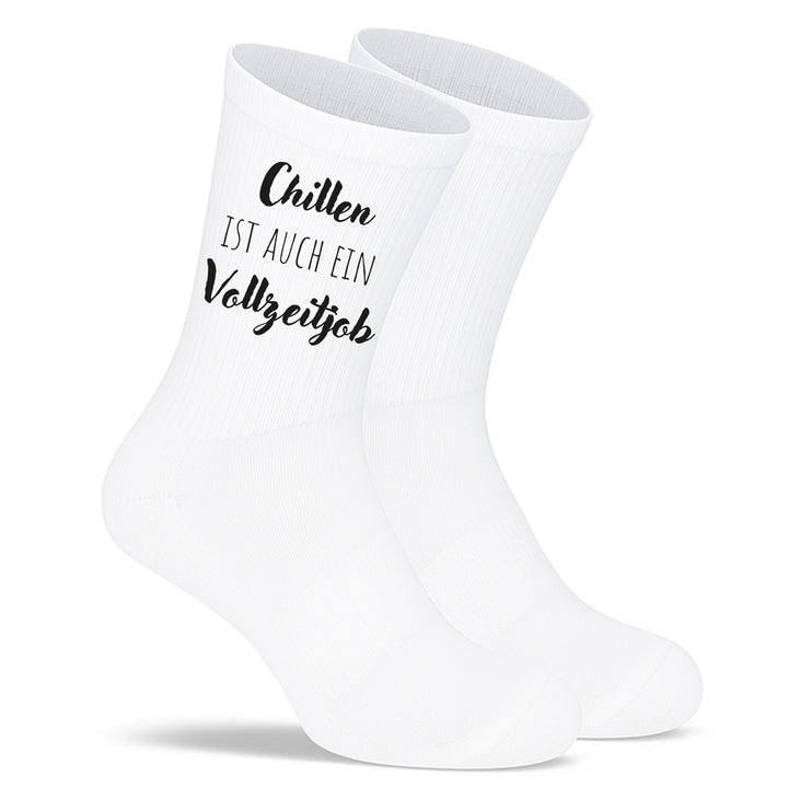 Socken „Chillen ist auch ein Vollzeitjob“ – Lustige Spruchsocken | Geschenk für Faule & Entspannte | Fun Socken Made in Europe