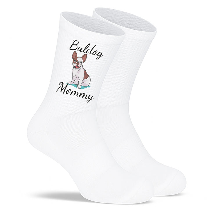 Socken „Bulldog Mommy“ – Lustige Hunde-Socken für Frauen | Geschenk für Bulldoggen-Liebhaberinnen | Tiermotiv aus Bio-Baumwolle