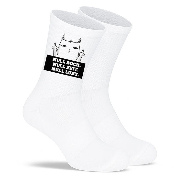 Socken „Null Bock. Null Zeit. Null Lust.“ – Lustige Spruchsocken | Fun & Lazy Socks aus Bio-Baumwolle | Geschenkidee mit Humor | Made in Europe