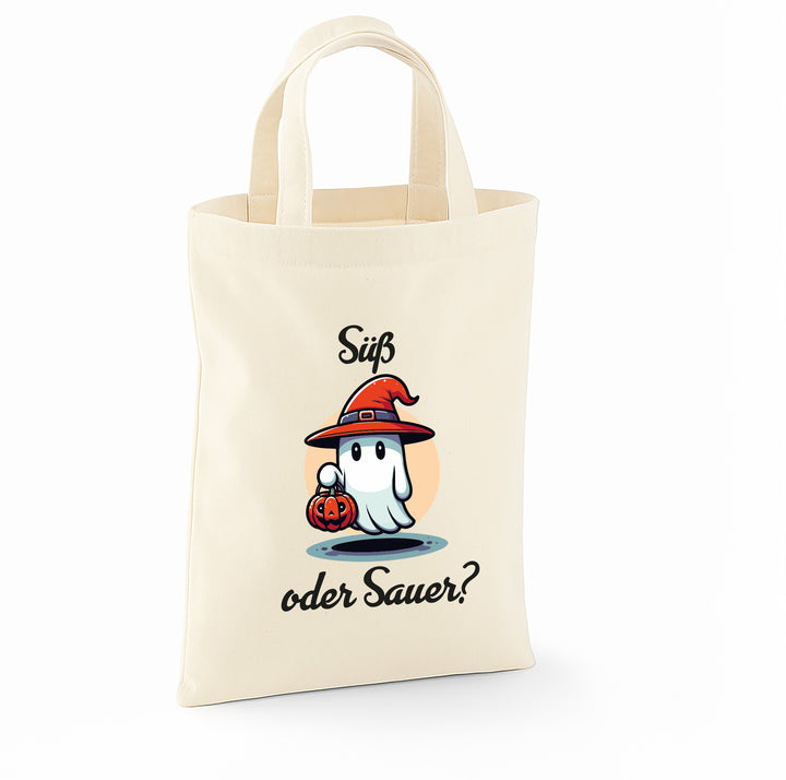 Kinder Halloween Tasche „Happy Halloween“ – Süßes oder Saures Beutel aus Bio-Baumwolle