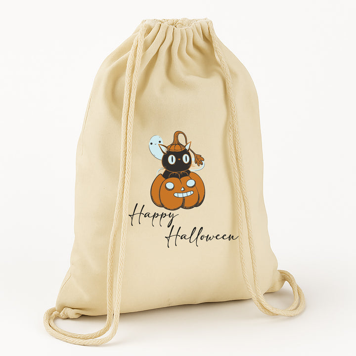 Kinder Halloween Tasche „Süß oder Sauer?“ – Stoffbeutel mit Kordeln aus Bio-Baumwolle