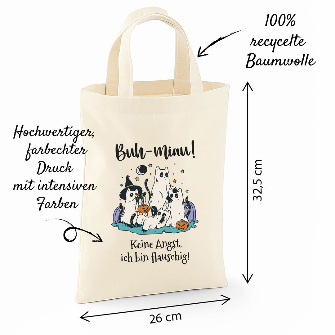 Kinder Halloween Tasche „Happy Halloween“ – Süßes oder Saures Beutel aus Bio-Baumwolle