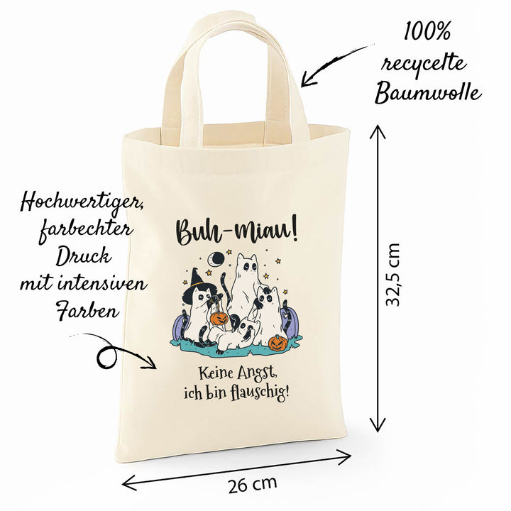 Kinder Halloween Tasche „Happy Halloween“ – Süßes oder Saures Beutel aus Bio-Baumwolle