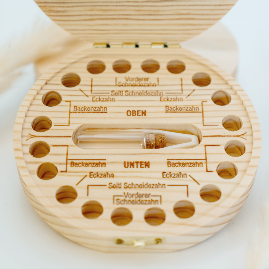 Personalisierte Zahndose mit Fee-Motiv  | Zauberhafte Holzbox für Milchzähne | Geschenk zur Zahnfee, Taufe & Einschulung