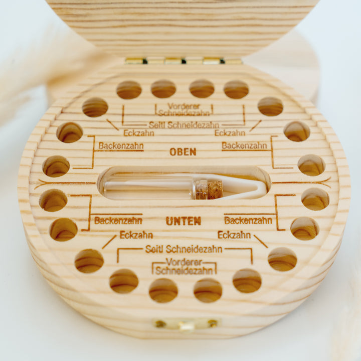 Personalisierte Zahndose mit Fee-Motiv  | Zauberhafte Holzbox für Milchzähne | Geschenk zur Zahnfee, Taufe & Einschulung