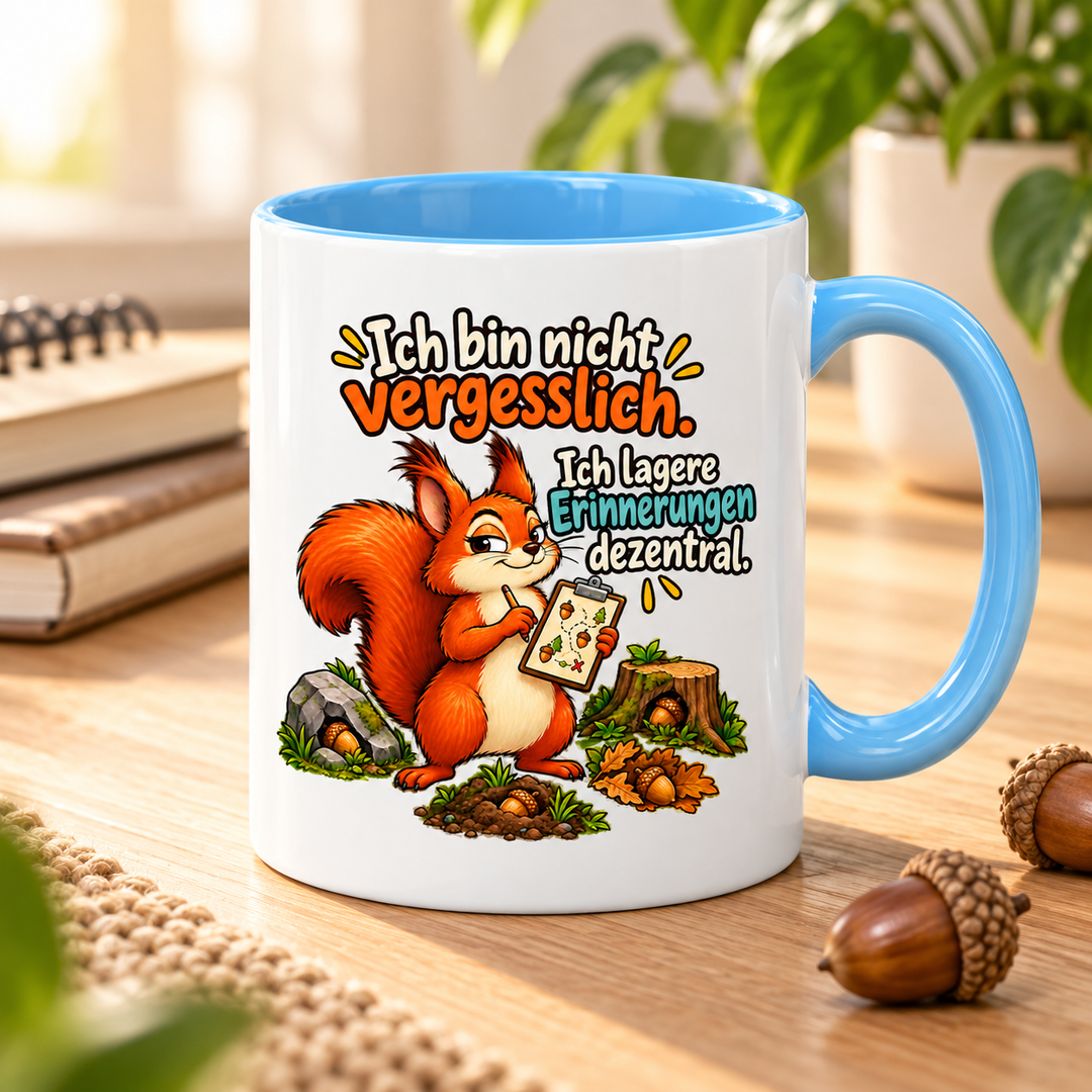 Lustige Eichhörnchen-Tasse im Homeoffice
