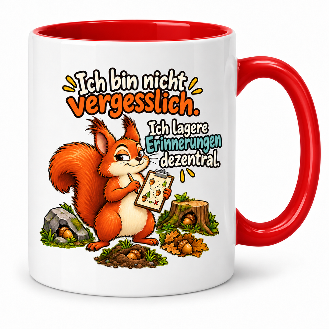 Lustige Eichhörnchen-Tasse – Rot