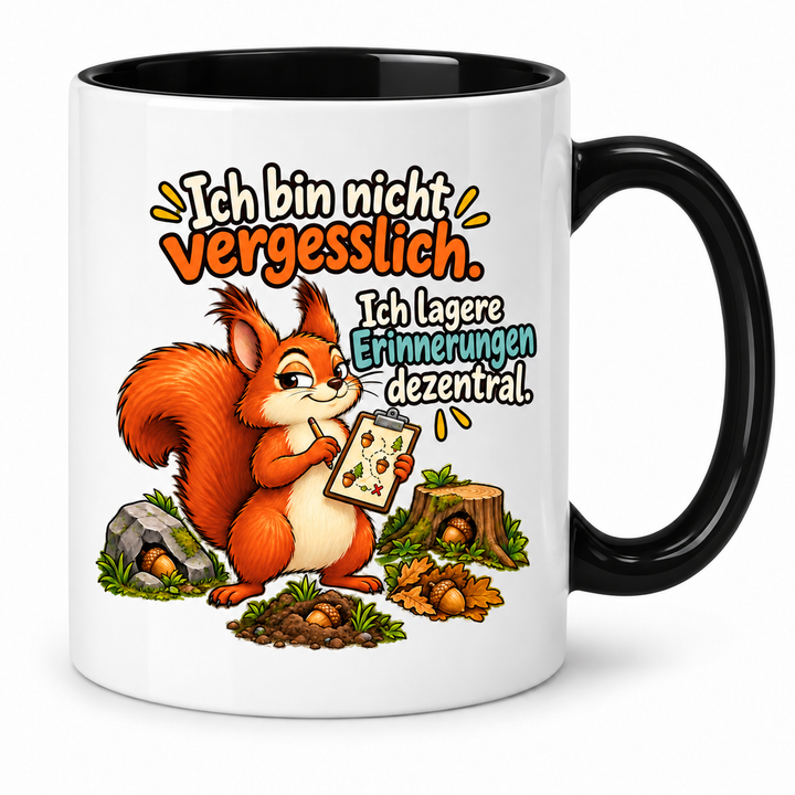 Lustige Eichhörnchen-Tasse – Schwarz