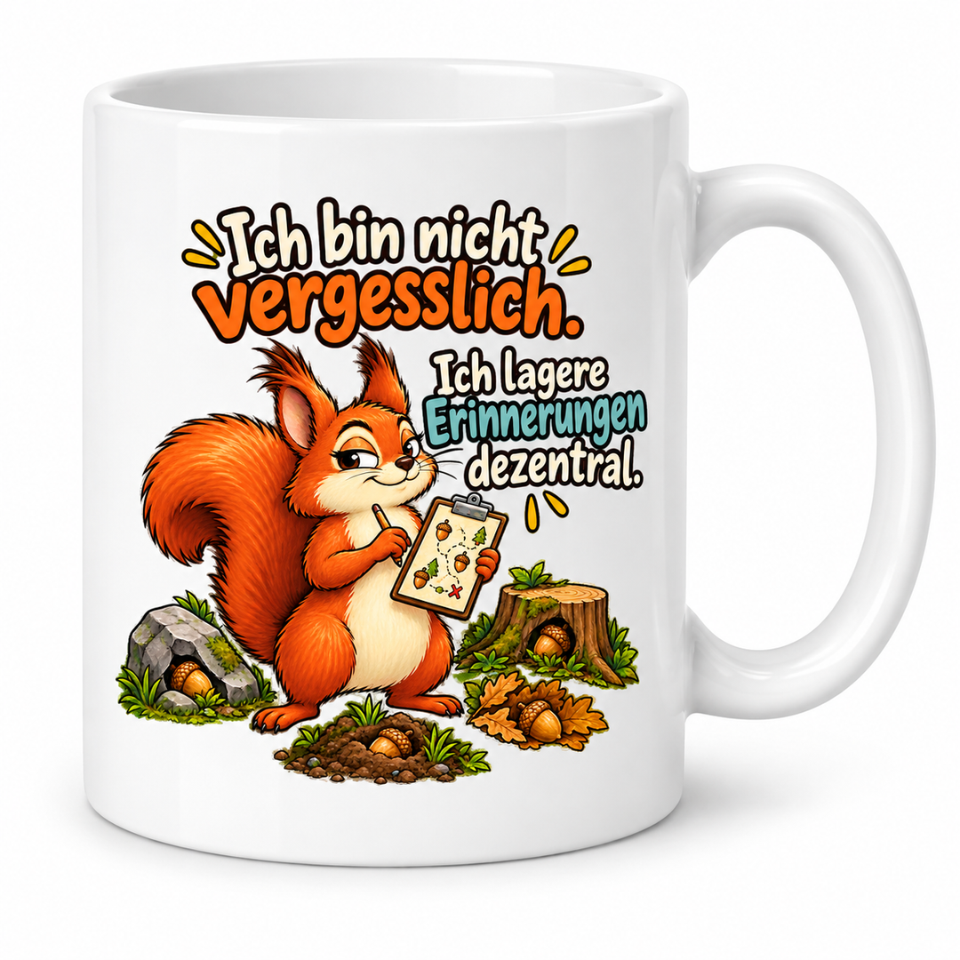 Lustige Eichhörnchen-Tasse – Weiß