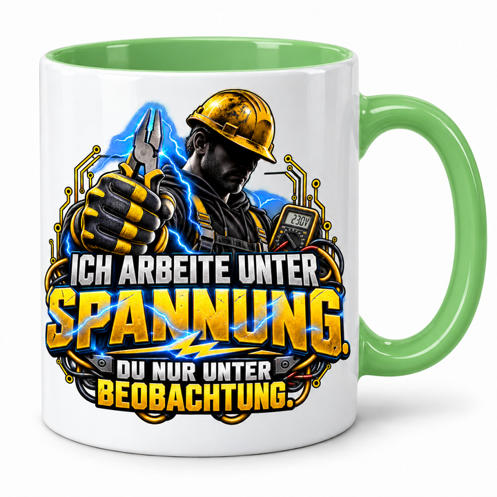 Elektriker-Tasse mit Spruch – Grün