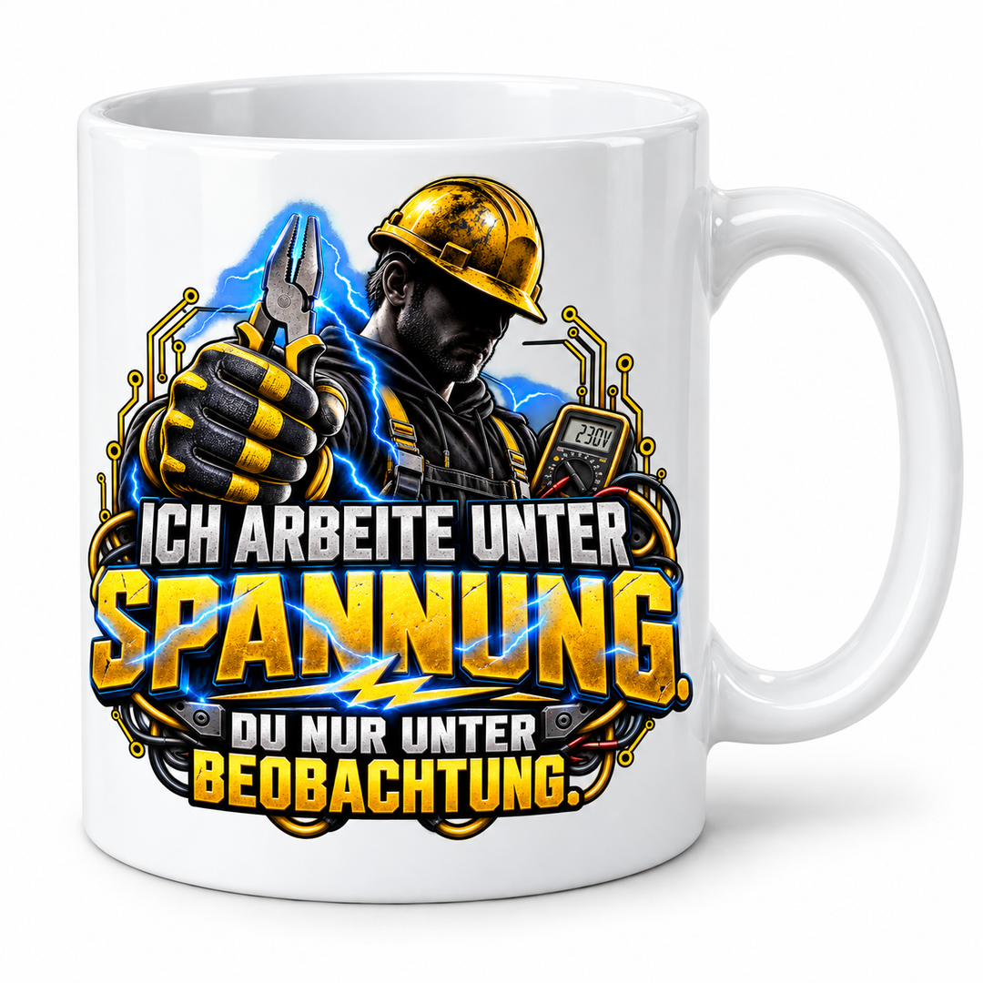 Elektriker-Tasse mit Spruch – Weiß