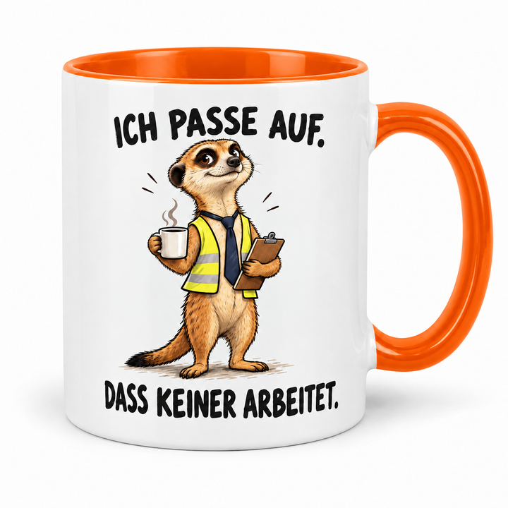 Erdmännchen-Tasse Orange – Ich passe auf