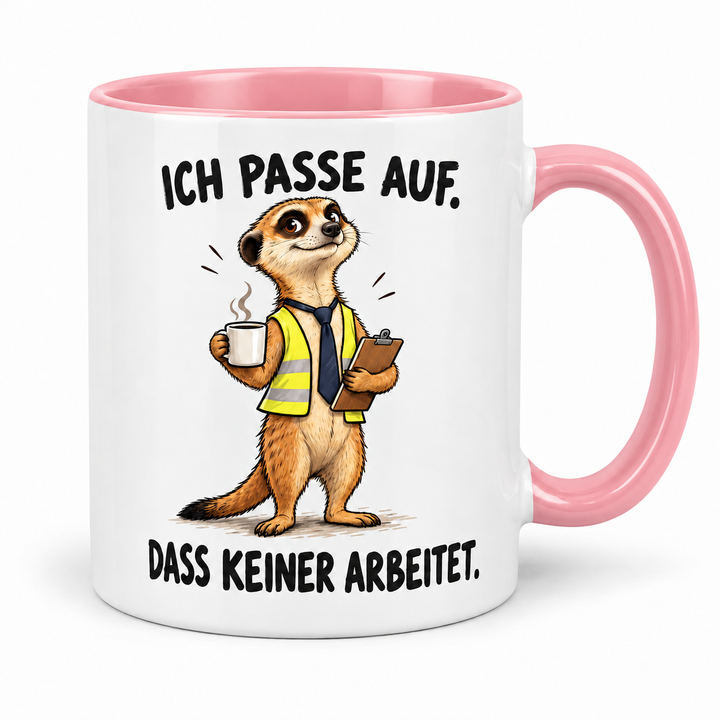 Erdmännchen-Tasse Rosa – Ich passe auf