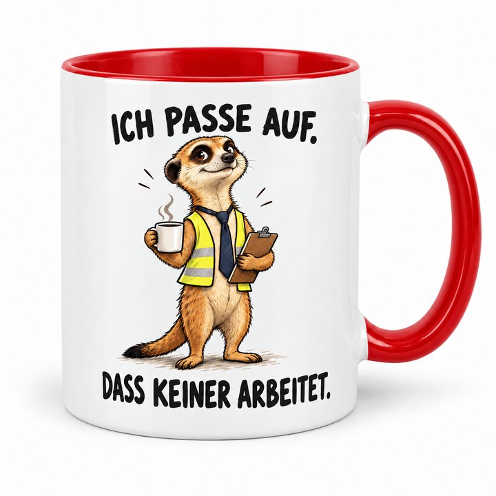 Erdmännchen-Tasse Rot – Ich passe auf