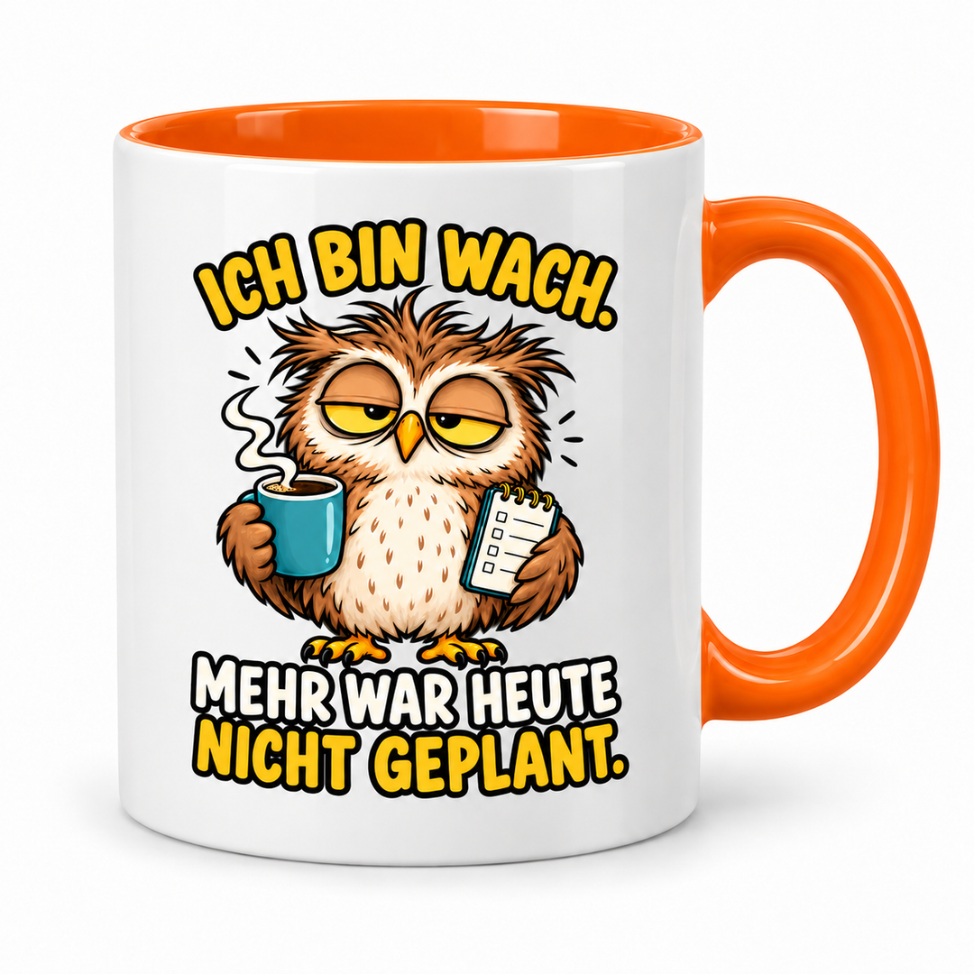 Eulen-Tasse Ich bin wach – Orange