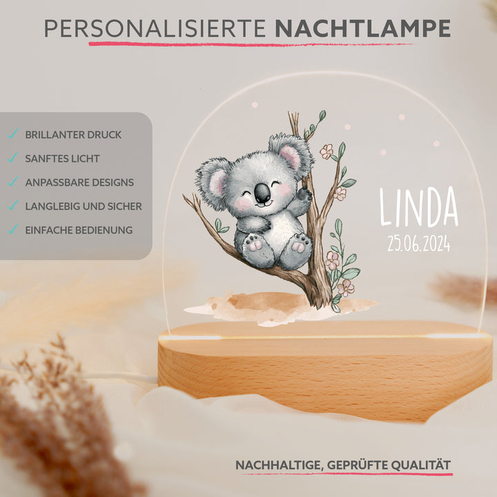 Personalisierte LED-Nachtlampe – Koala mit Name