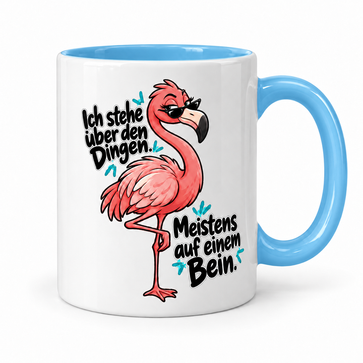 Flamingo-Tasse „Über den Dingen“ – Blau