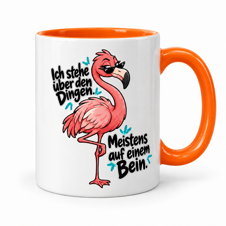Flamingo-Tasse „Über den Dingen“ – Orange
