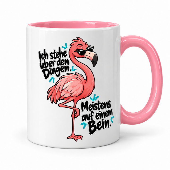 Flamingo-Tasse „Über den Dingen“ – Rosa