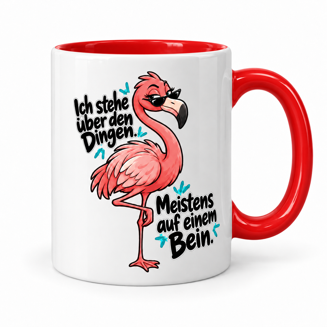 Flamingo-Tasse „Über den Dingen“ – Rot