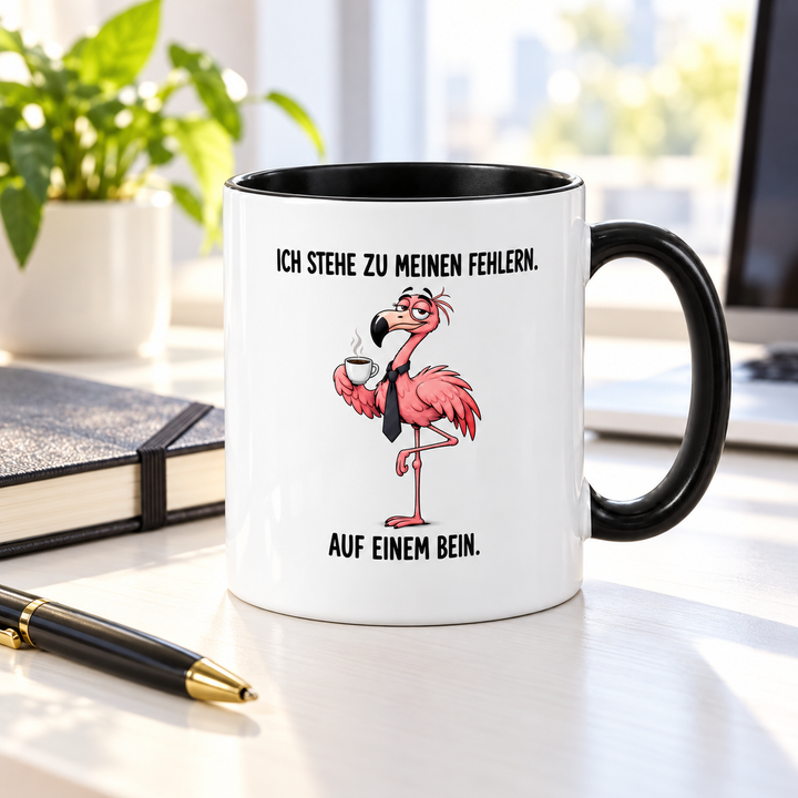Flamingo-Tasse als lustiges Geschenk im Büro