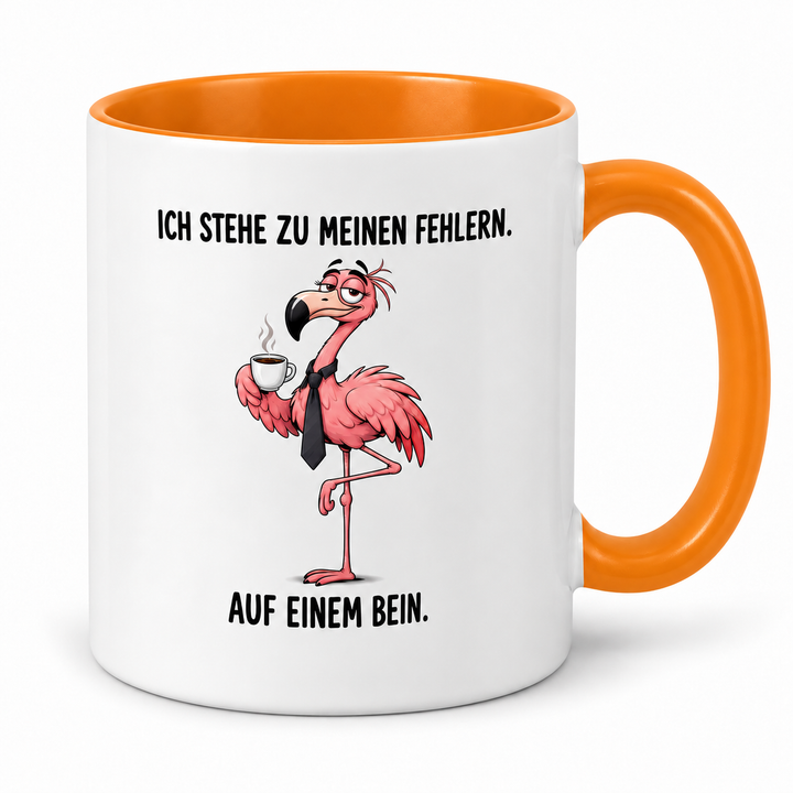 Orange – Flamingo-Tasse Ich stehe zu meinen Fehlern