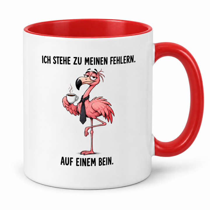 Rot – Flamingo-Tasse Ich stehe zu meinen Fehlern