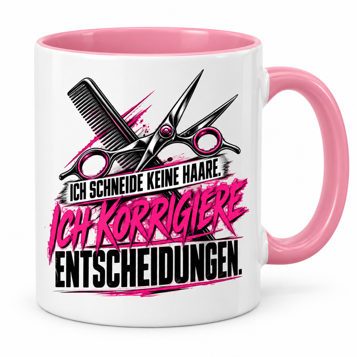 Friseur-Tasse mit Spruch in Rosa – PEPAM Geschenke