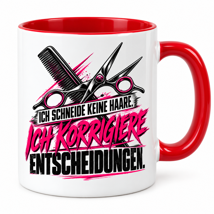 Friseur-Tasse mit Spruch in Rot – PEPAM Geschenke