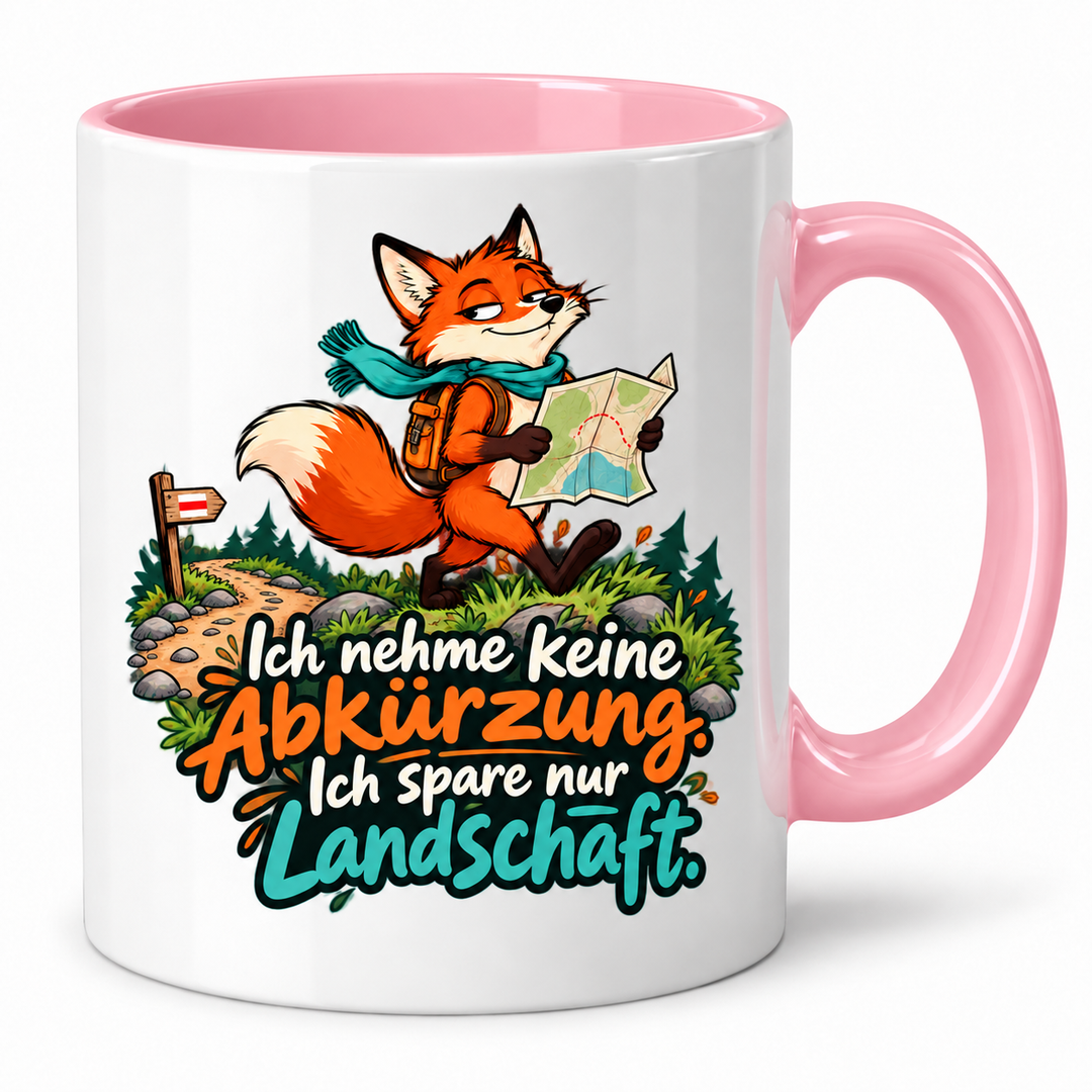 Fuchs-Tasse „Ich spare nur Landschaft“ – Rosa