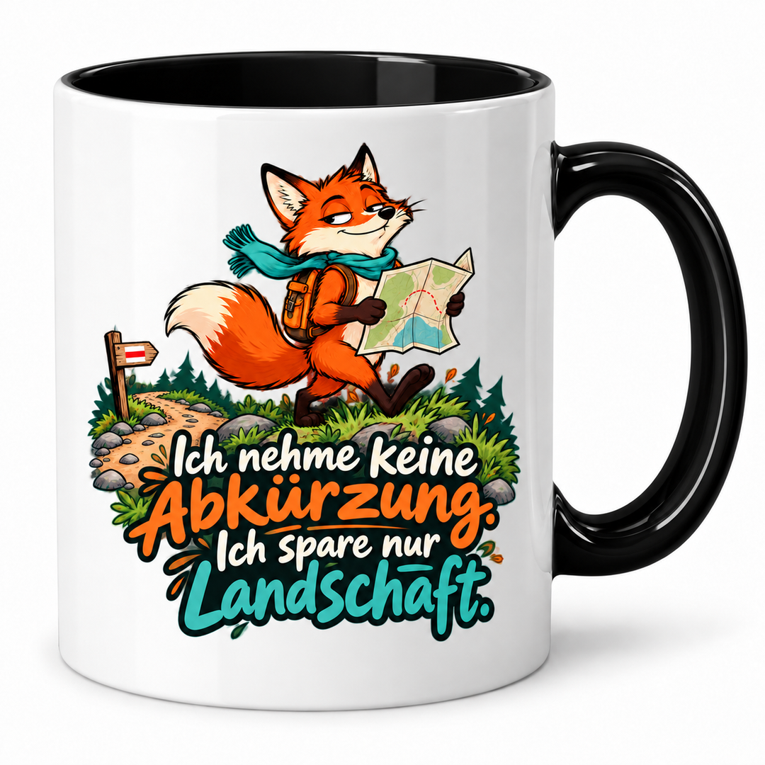 Fuchs-Tasse „Ich spare nur Landschaft“ – Schwarz