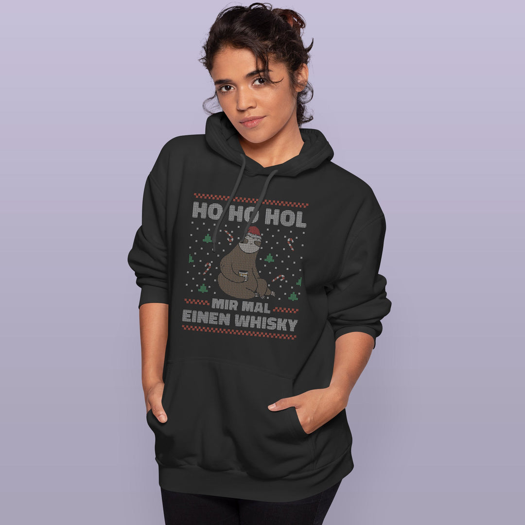 HO HO Hol mir ein Whiskey Hoodie – Lustiges Weihnachts-Faultier-Design | Witziges Geschenk für Whiskey-Liebhaber zur Weihnachtszeit