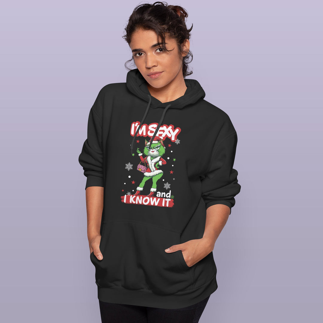 I'm Sexy and I Know It Hoodie – Lustiges Design mit cooler grüner Katze | Humorvolles Geschenk für Katzen-Fans
