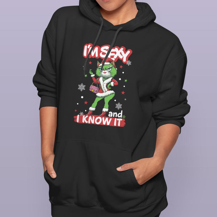 I'm Sexy and I Know It Hoodie – Lustiges Design mit cooler grüner Katze | Humorvolles Geschenk für Katzen-Fans