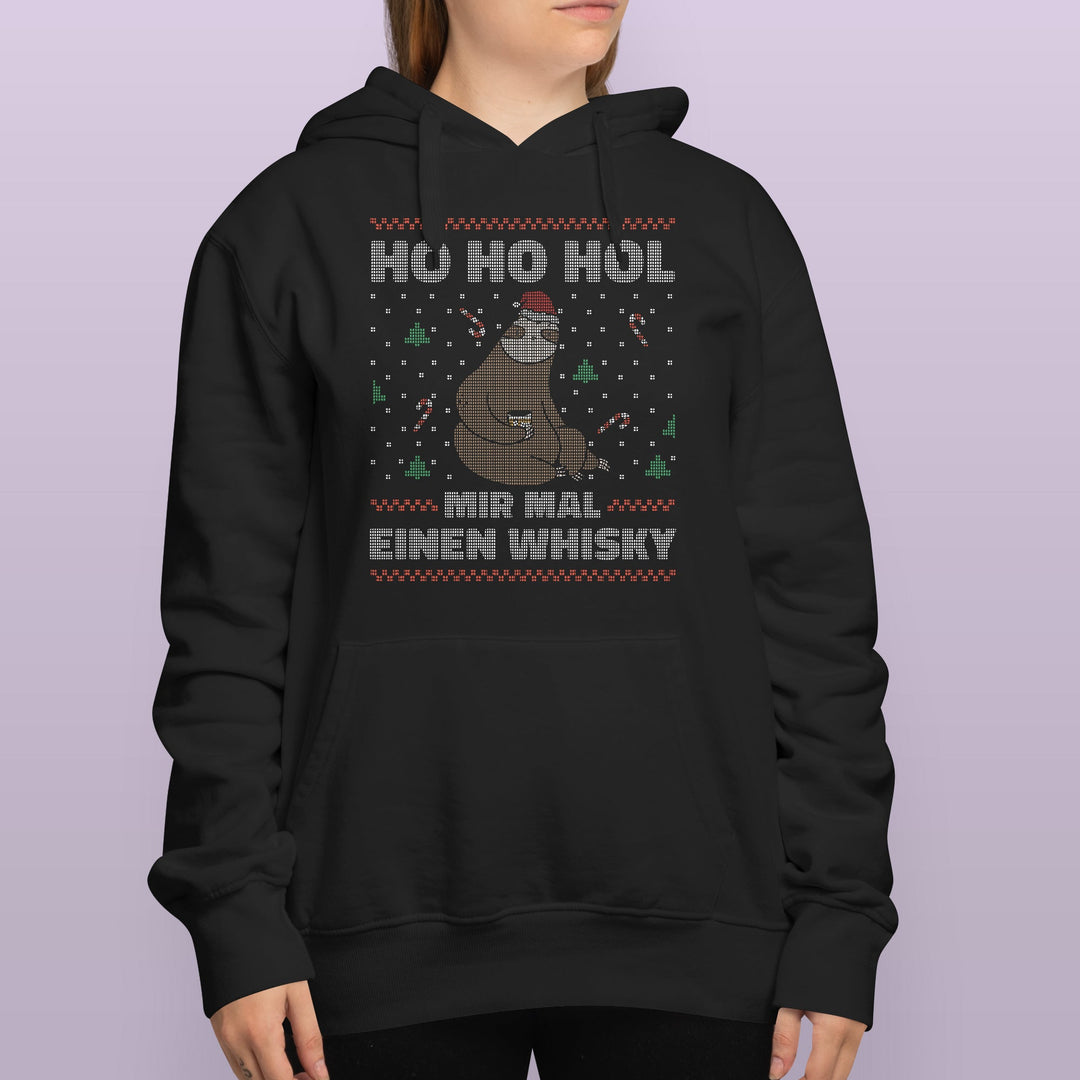 HO HO Hol mir ein Whiskey Hoodie – Lustiges Weihnachts-Faultier-Design | Witziges Geschenk für Whiskey-Liebhaber zur Weihnachtszeit