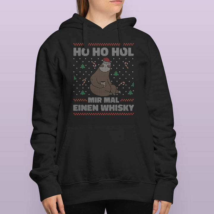 HO HO Hol mir ein Whiskey Hoodie – Lustiges Weihnachts-Faultier-Design | Witziges Geschenk für Whiskey-Liebhaber zur Weihnachtszeit