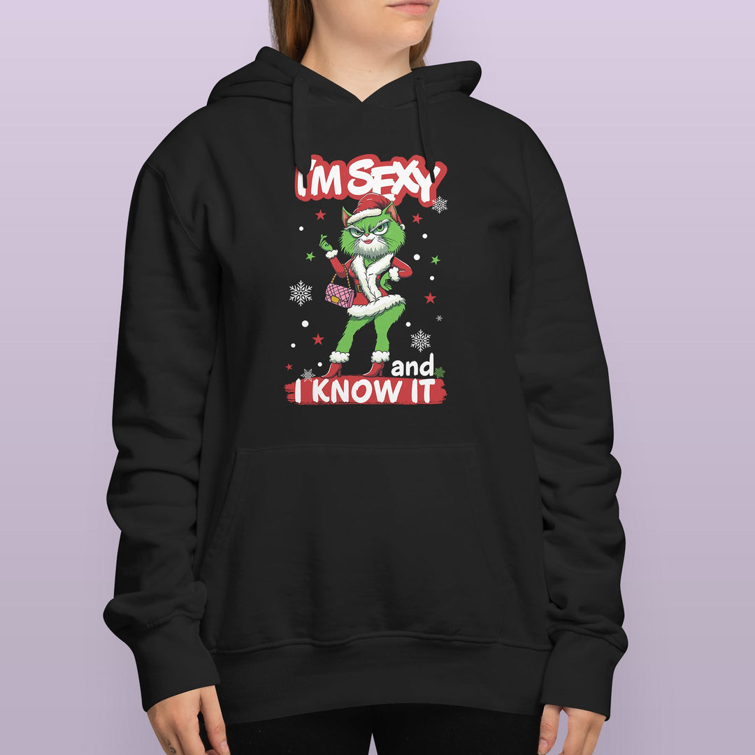 I'm Sexy and I Know It Hoodie – Lustiges Design mit cooler grüner Katze | Humorvolles Geschenk für Katzen-Fans